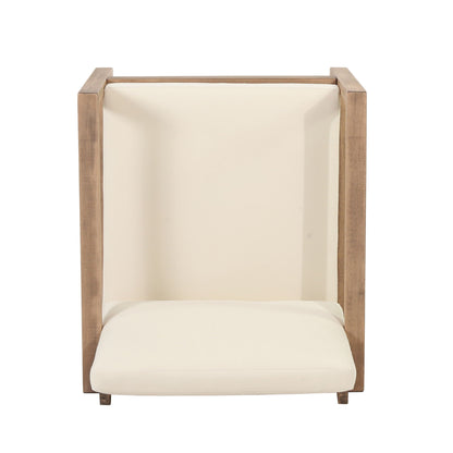 Outdoor Acacia Wood Patio Club Chair with cream cushions by HouseOfZazla on Tampa Home & Garden Store