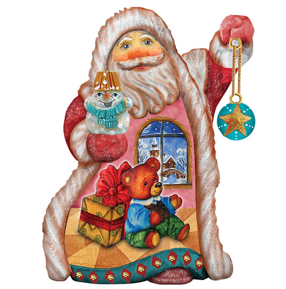 Teddy Santa handpainted sculpted ornament with snowman and baubles by G.DeBrekht on Tampa Home & Garden Store
