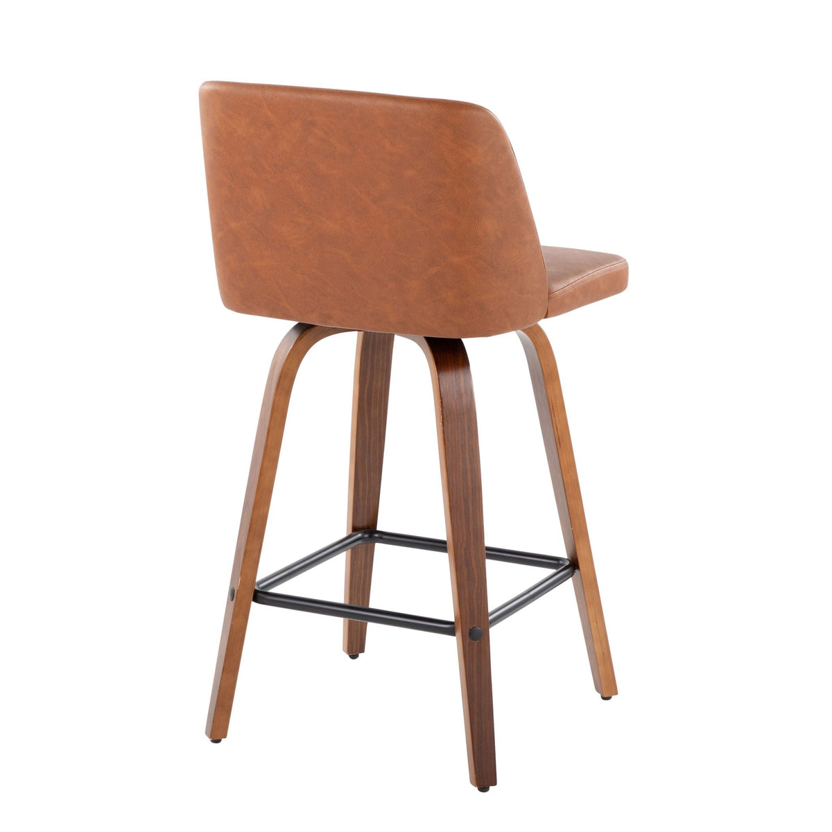 Toriano midcentury counter stool with brown leather and footrest, set of 2, HouseOfZazla on Tampa Home & Garden Store