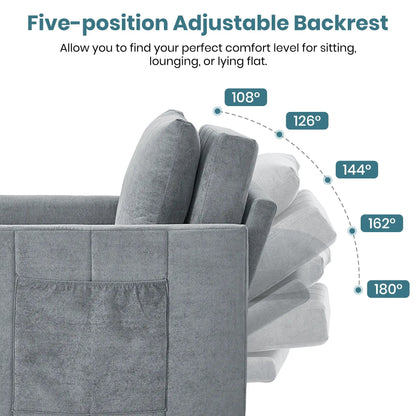 Upholstered sleeper sofa in gray fabric with 5-position backrest by Unique Piece Furniture on Tampa Home & Garden Store