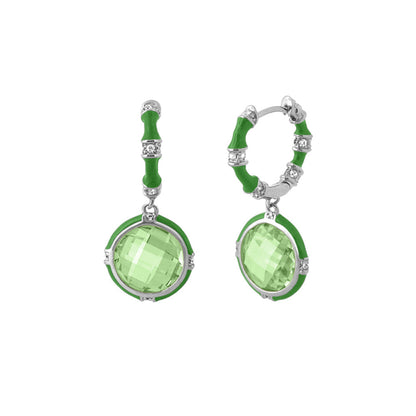 Prince Charming cubic zirconia earrings, green enamel hoops by Lauren G Adams on Tampa Home & Garden Store