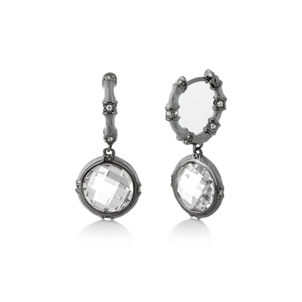 Prince Charming Cubic Zirconia Earrings by Lauren G Adams, silver hoops with CZ drops pair on Tampa Home & Garden Store