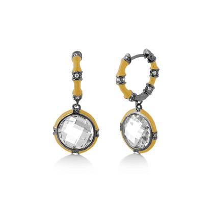 Prince Charming Cubic Zirconia Earrings yellow enamel silver-tone Lauren G Adams on Tampa Home & Garden Store