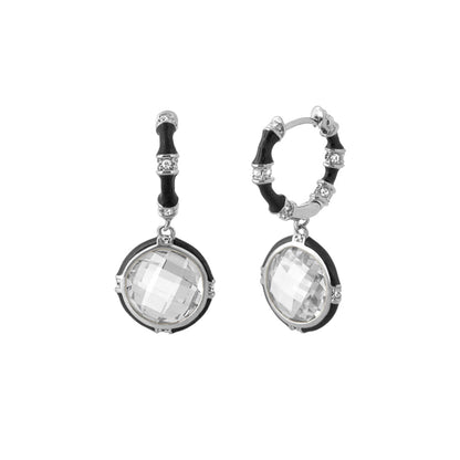Prince Charming cubic zirconia earrings by Lauren G Adams, silver-tone hoops with drops on Tampa Home & Garden Store