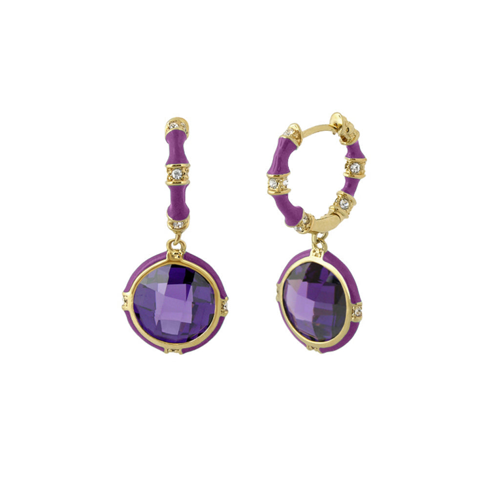 Prince Charming Cubic Zirconia Earrings purple enamel hoops and drops pair by Lauren G Adams on Tampa Home & Garden Store