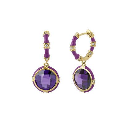 Prince Charming Cubic Zirconia Earrings purple enamel hoops and drops pair by Lauren G Adams on Tampa Home & Garden Store