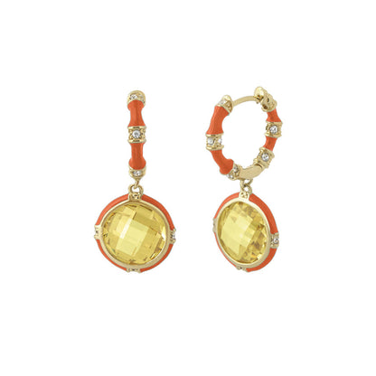Prince Charming Cubic Zirconia Earrings pair orange enamel accents with CZ Lauren G Adams on Tampa Home & Garden Store