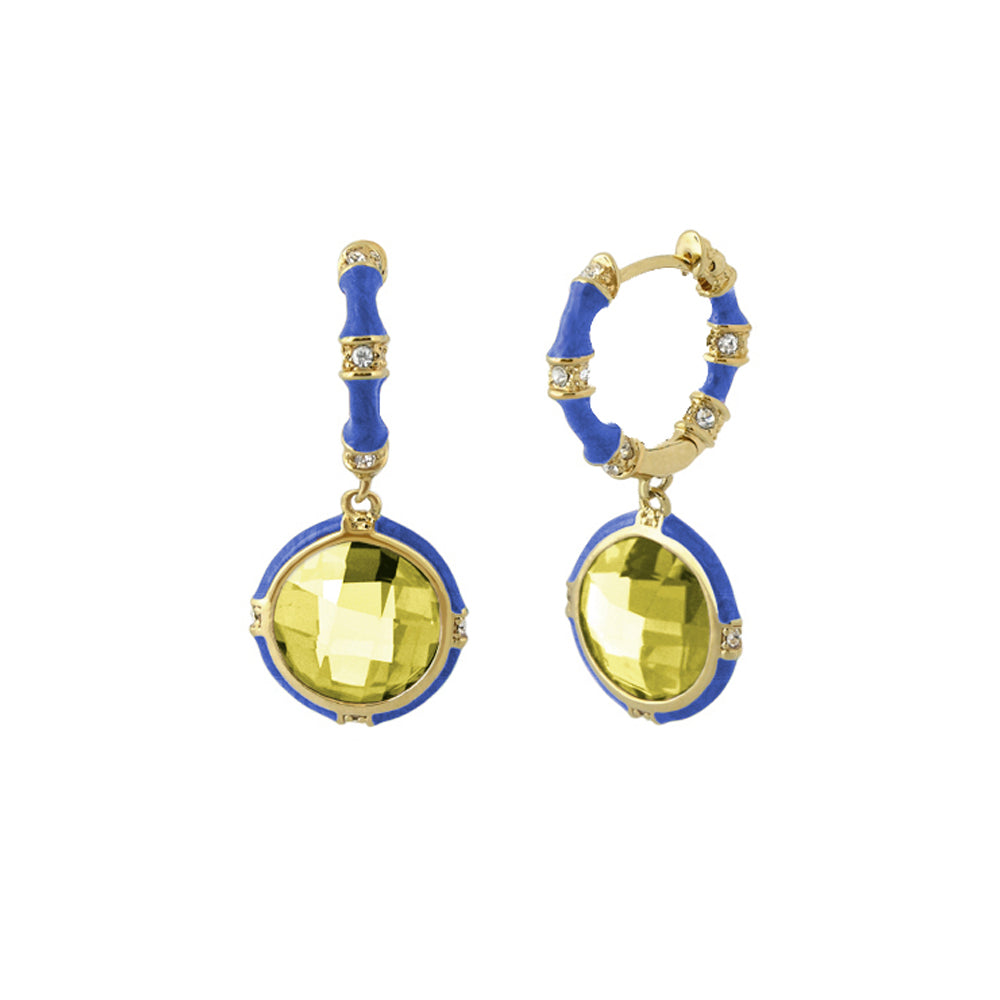 Prince Charming Cubic Zirconia Earrings duo by Lauren G Adams — blue hoops yellow stones on Tampa Home & Garden Store