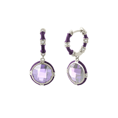 Prince Charming Cubic Zirconia Earrings, Lauren G Adams, purple hoops with stones, pair on Tampa Home & Garden Store