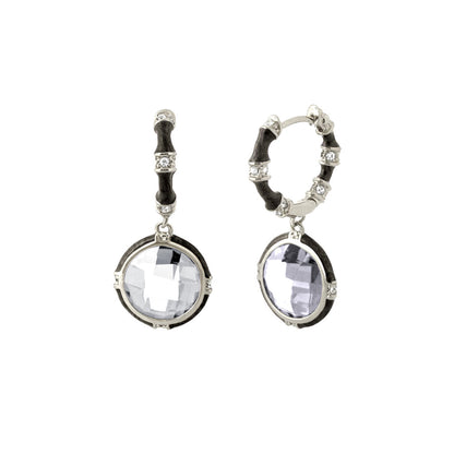 Prince Charming CZ Earrings, Lauren G Adams, silver-tone hoops with clear CZ stones, pair on Tampa Home & Garden Store