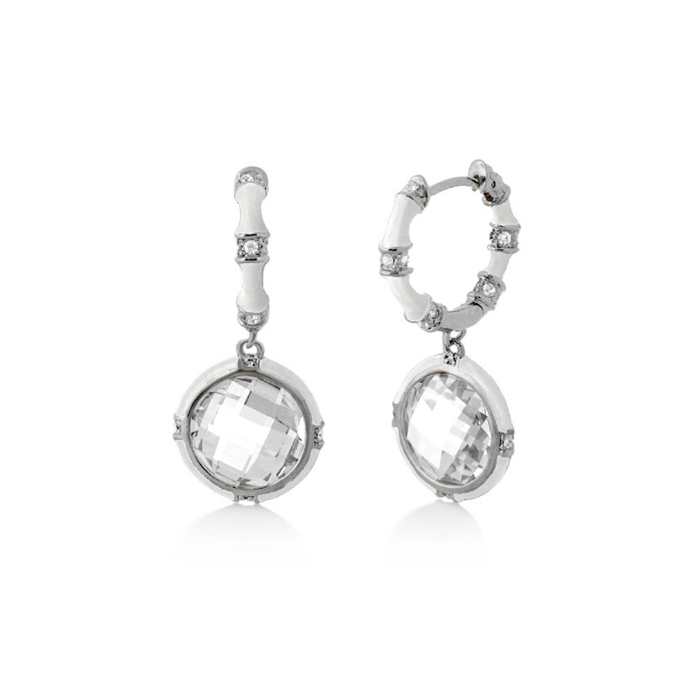 Prince Charming Cubic Zirconia Earrings, silver-tone hoops with cz drops, 2-pc set on Tampa Home & Garden Store