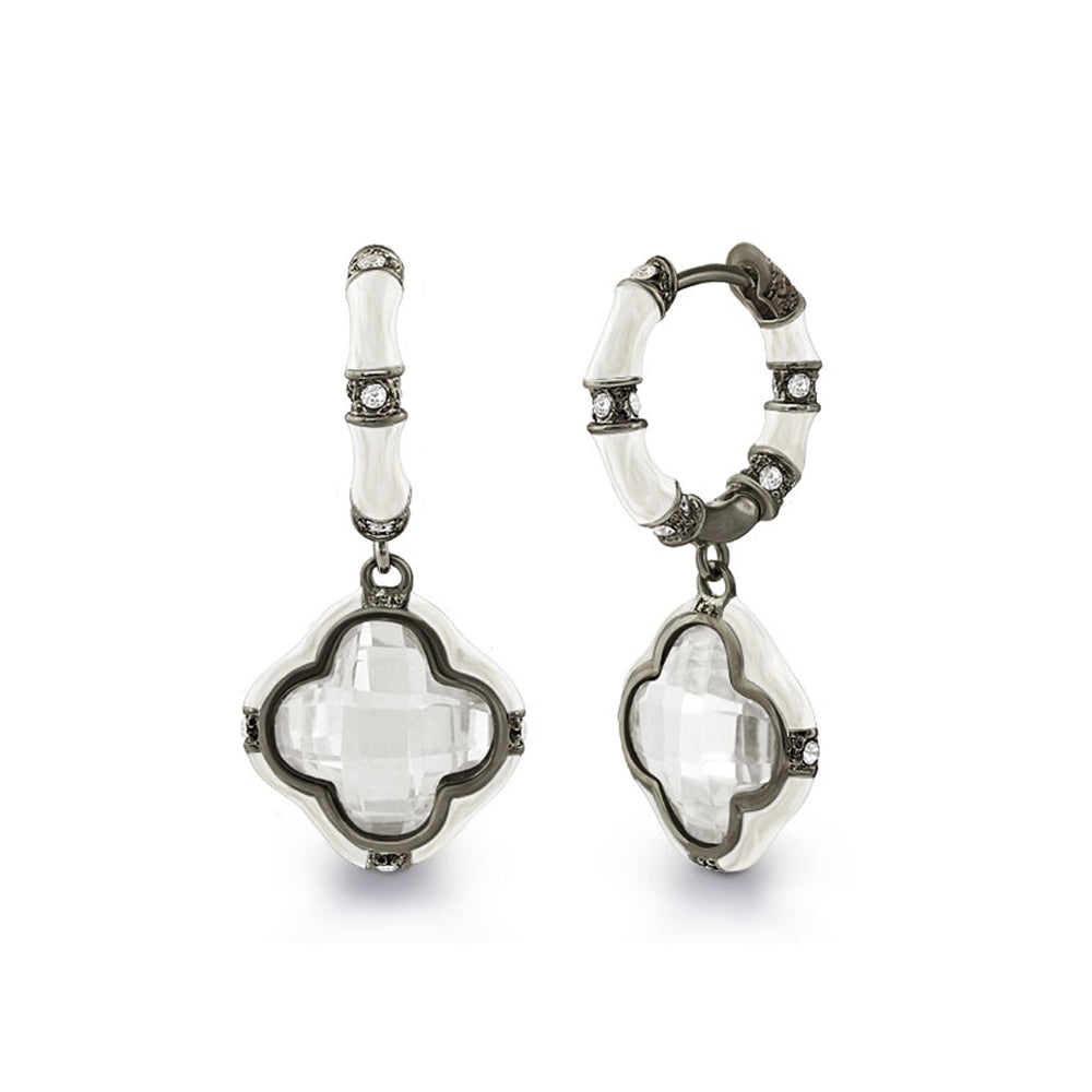 Prince Charming Earrings enamel-framed clover drop with crystals by Lauren G Adams on Tampa Home & Garden Store