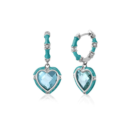 Prince Charming Cubic Zirconia Earrings turquoise heart pendants, Lauren G Adams pair on Tampa Home & Garden Store