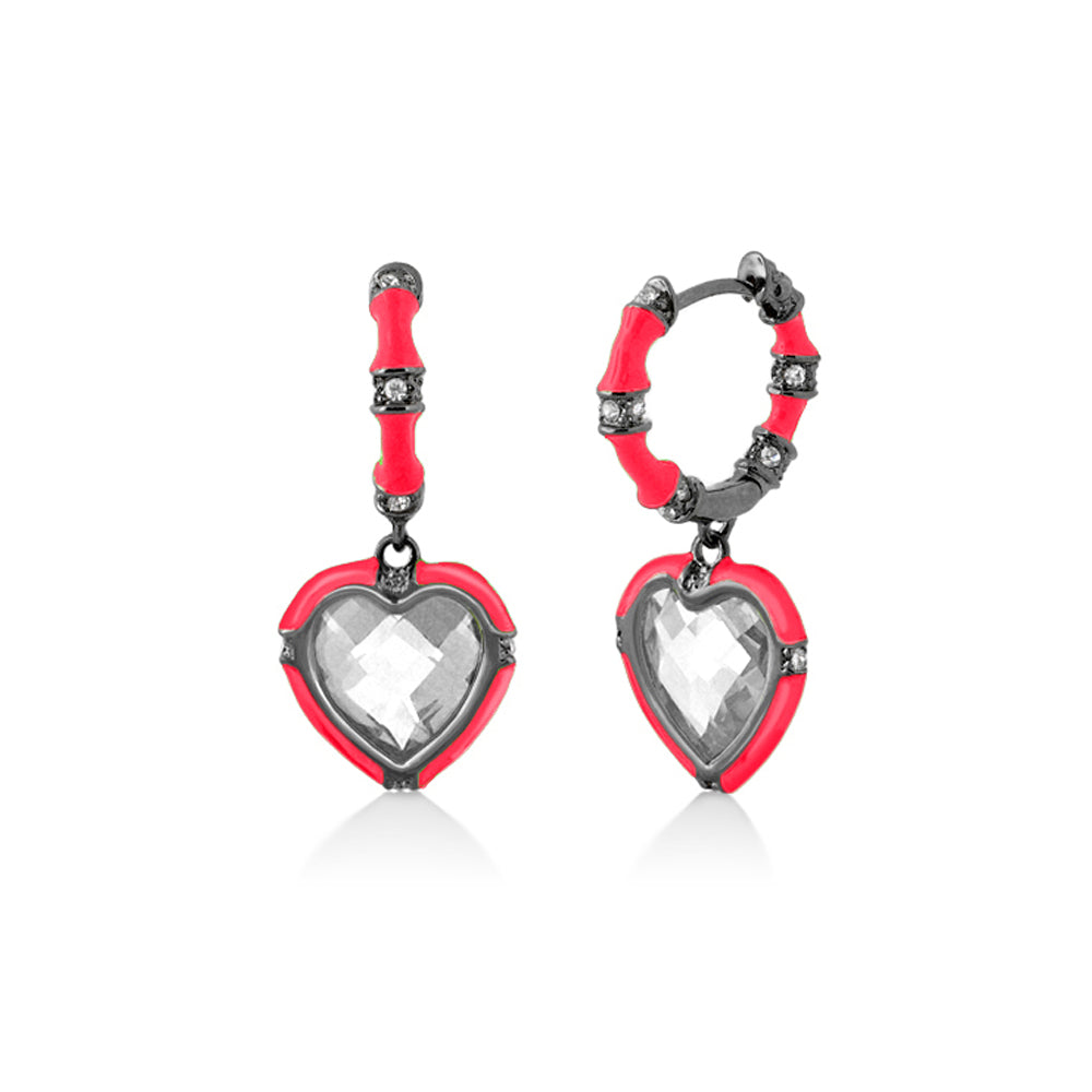 Prince Charming Cubic Zirconia Earrings by Lauren G Adams: heart hoops with crystals on Tampa Home & Garden Store