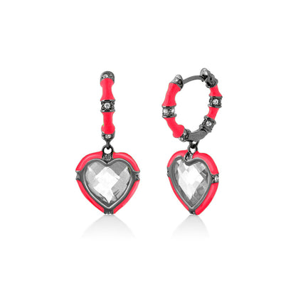 Prince Charming Cubic Zirconia Earrings by Lauren G Adams: heart hoops with crystals on Tampa Home & Garden Store