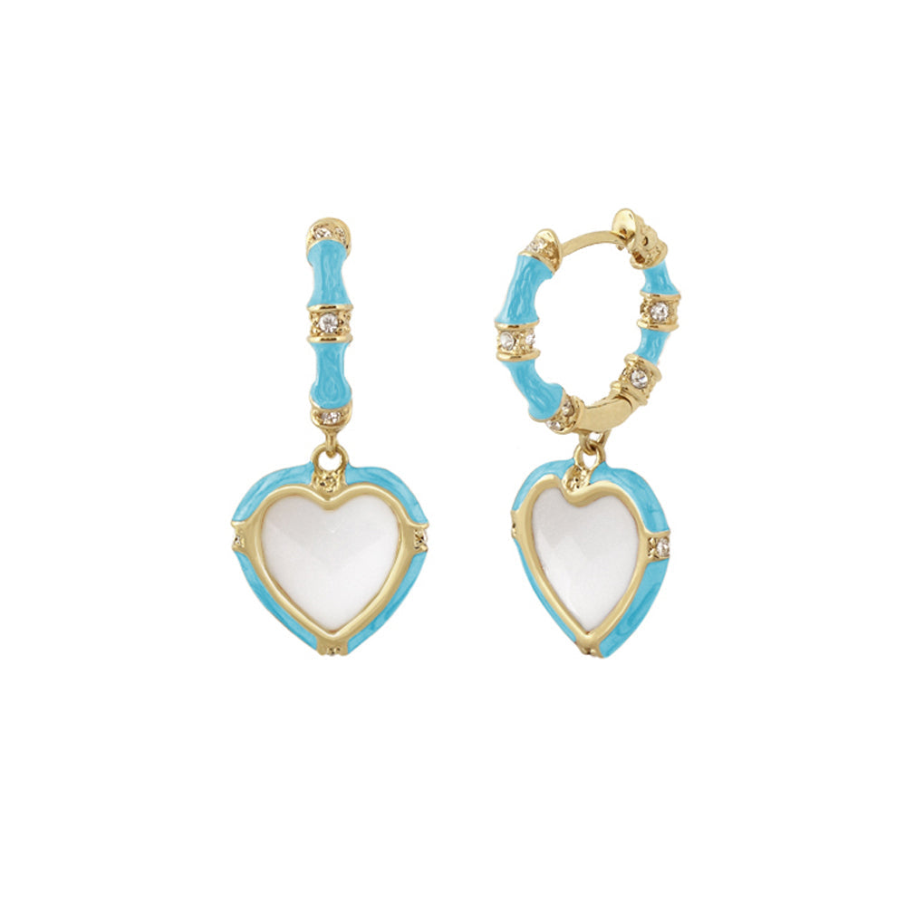 Prince Charming Cubic Zirconia Earrings Lauren G Adams turquoise heart gold hoops drop 2 pcs on Tampa Home & Garden Store