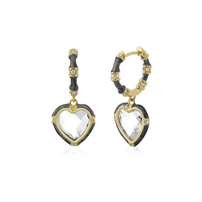 Prince Charming Cubic Zirconia Earrings by Lauren G Adams; heart earrings with crystals on Tampa Home & Garden Store