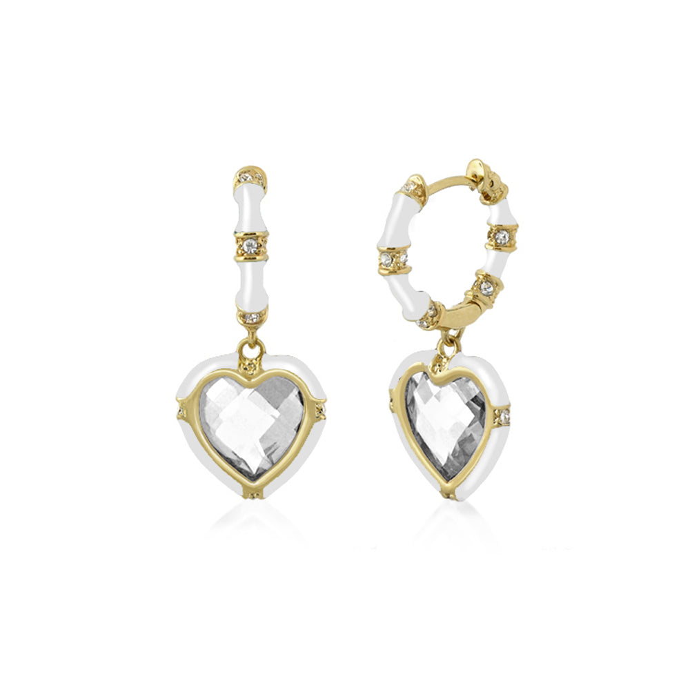 Prince Charming cubic zirconia earrings Lauren G Adams, gold-tone hearts with enamel, pair on Tampa Home & Garden Store