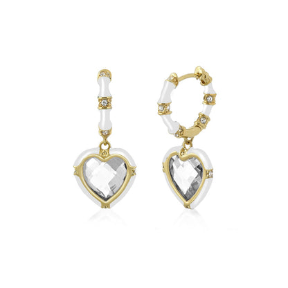Prince Charming cubic zirconia earrings Lauren G Adams, gold-tone hearts with enamel, pair on Tampa Home & Garden Store
