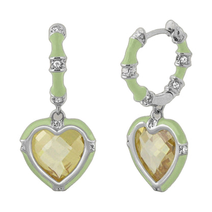 Prince Charming Cubic Zirconia Earrings two lime enamel drops with crystals by Lauren G Adams on Tampa Home & Garden Store