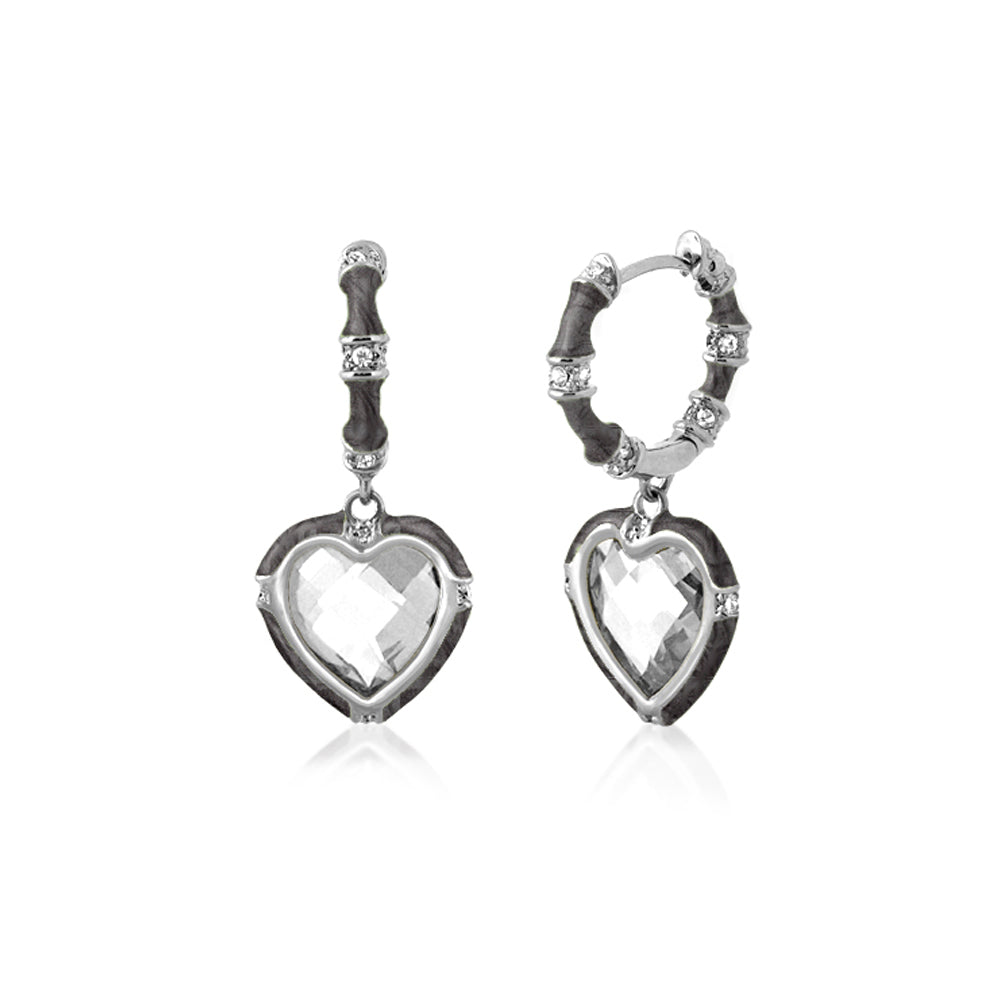 Prince Charming cubic zirconia earrings by Lauren G Adams, heart crystal drops, silver pair on Tampa Home & Garden Store