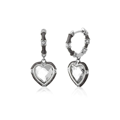 Prince Charming cubic zirconia earrings by Lauren G Adams, heart crystal drops, silver pair on Tampa Home & Garden Store