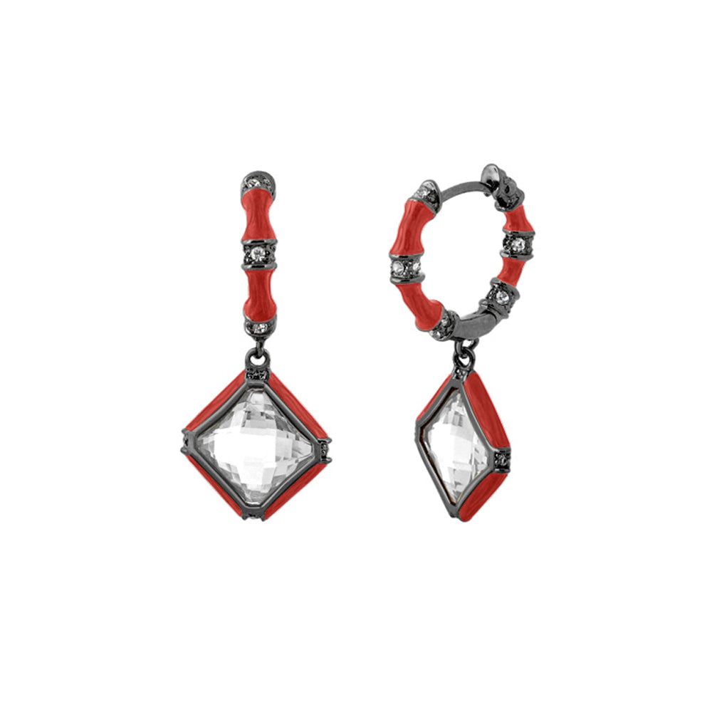 Prince Charming Earrings pair Red enamel cushion drop with crystals by Lauren G Adams on Tampa Home & Garden Store