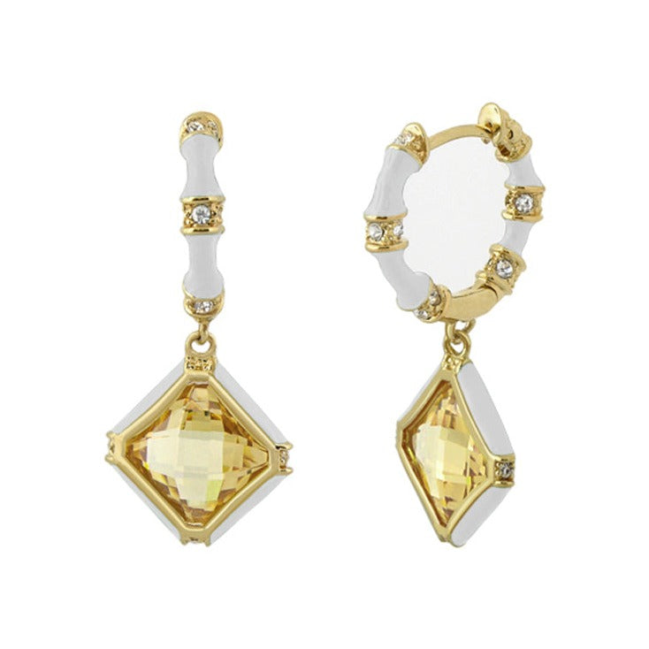 Prince Charming Earrings Enamel-Framed Cushion Drop gold-tone Lauren G Adams on Tampa Home & Garden Store