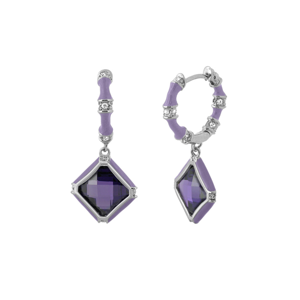 Prince Charming Earrings Enamel-Framed Cushion Drop purple enamel Lauren G Adams pair on Tampa Home & Garden Store