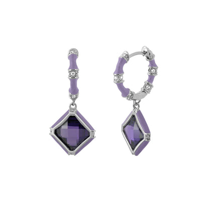 Prince Charming Earrings Enamel-Framed Cushion Drop purple enamel Lauren G Adams pair on Tampa Home & Garden Store