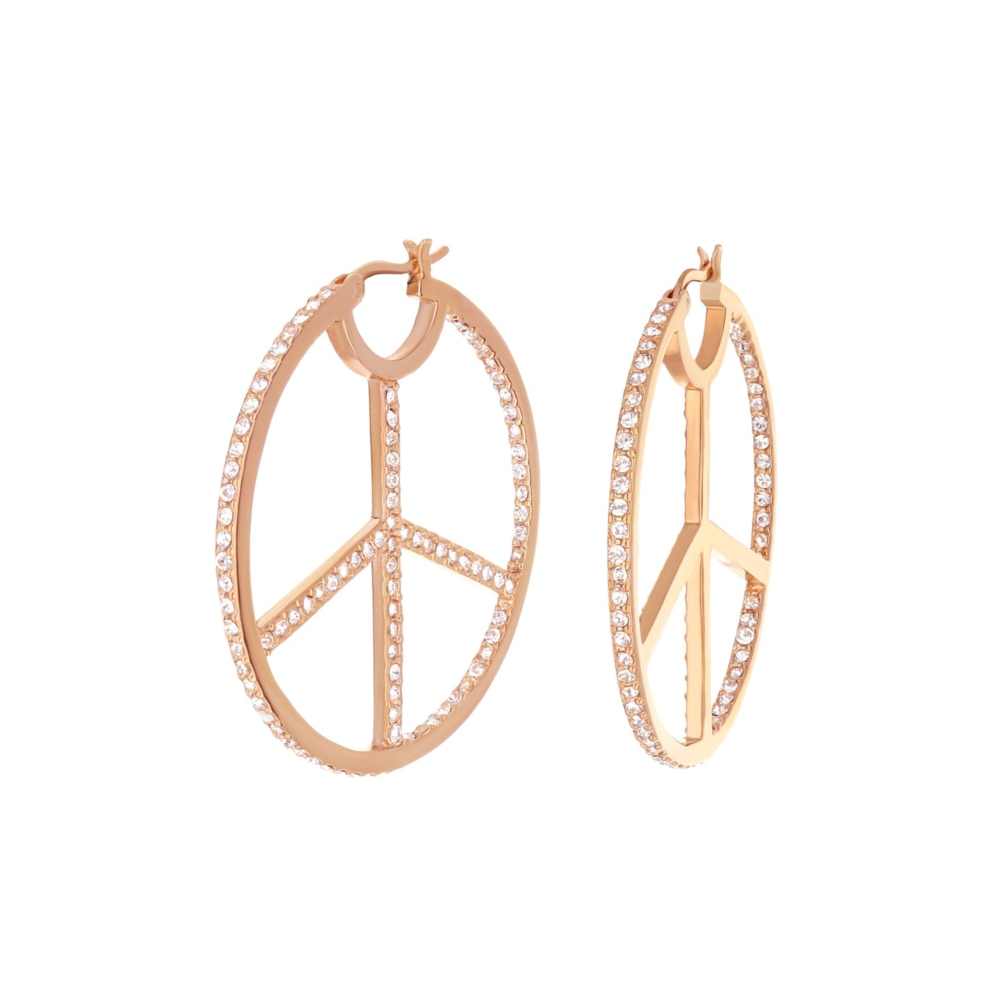 Pave Peace Hoop Earrings full pavé rose gold hoops with crystals by Lauren G Adams on Tampa Home & Garden Store