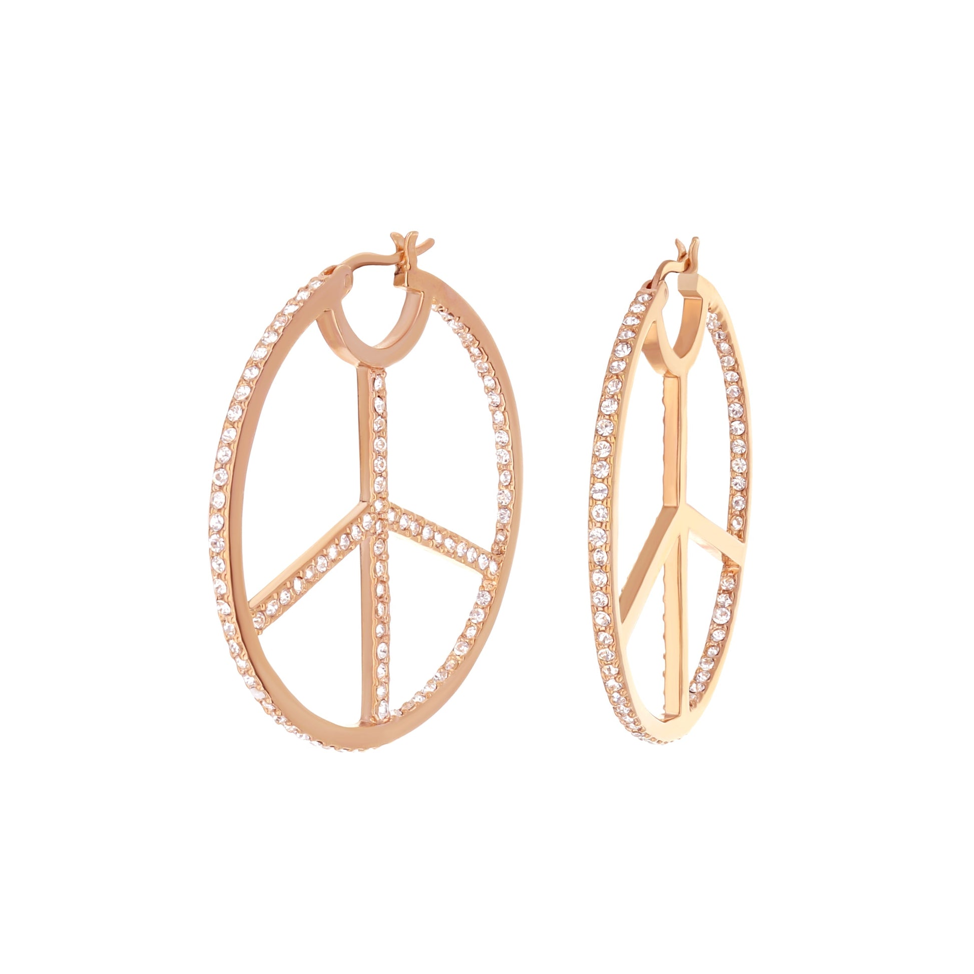 Pave Peace Hoop Earrings full pavé rose gold hoops with crystals by Lauren G Adams on Tampa Home & Garden Store