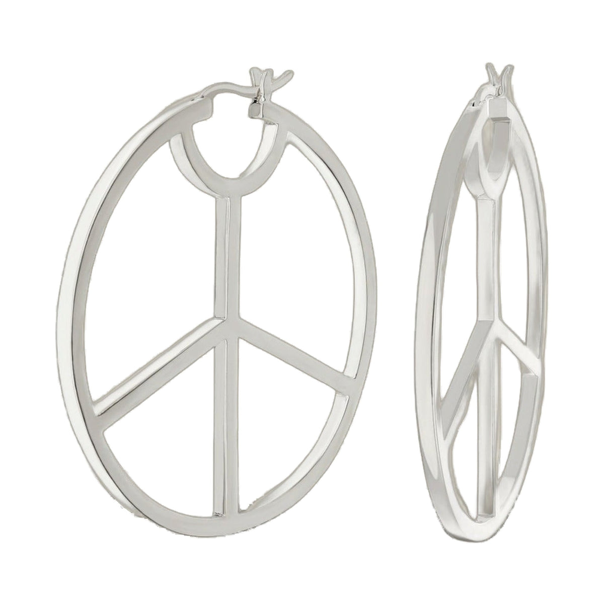 Pave Peace Hoop Earrings Polished by Lauren G Adams, silver tone hoop earrings, 2-pc set on Tampa Home & Garden Store