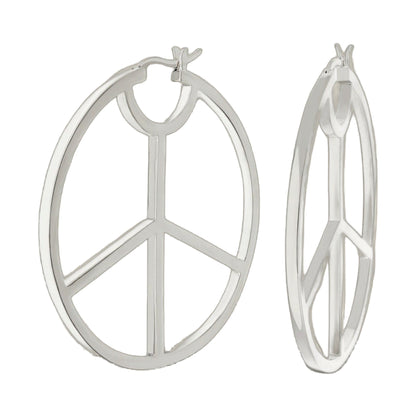 Pave Peace Hoop Earrings Polished by Lauren G Adams, silver tone hoop earrings, 2-pc set on Tampa Home & Garden Store