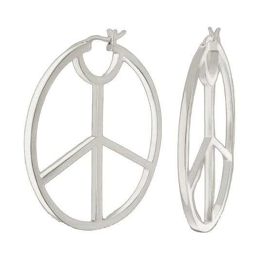 Pave Peace Hoop Earrings Polished by Lauren G Adams, silver tone hoop earrings, 2-pc set on Tampa Home & Garden Store