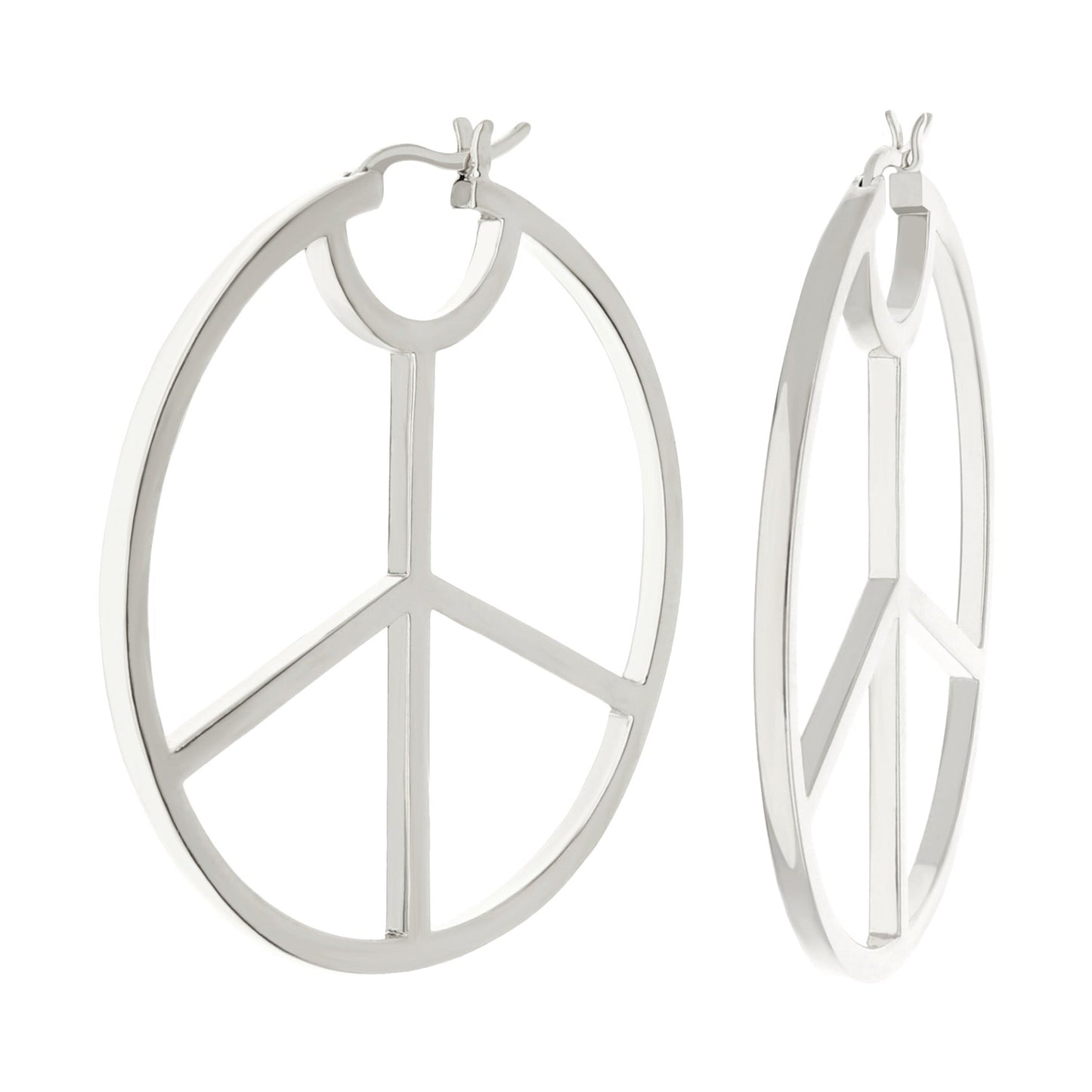 Pave Peace Hoop Earrings polished silver by Lauren G Adams hoop style pair on Tampa Home & Garden Store