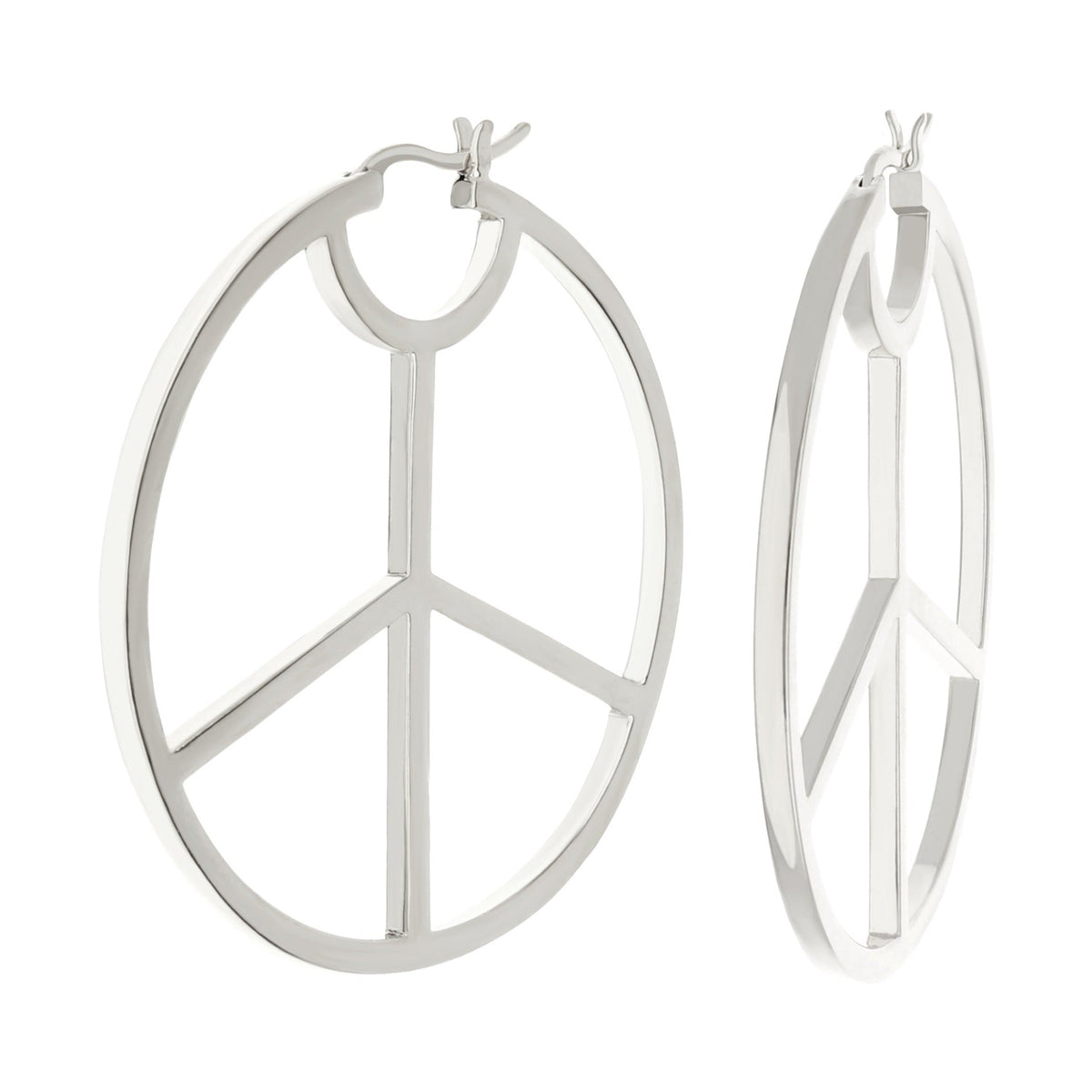 Pave Peace Hoop Earrings polished silver by Lauren G Adams hoop style pair on Tampa Home & Garden Store