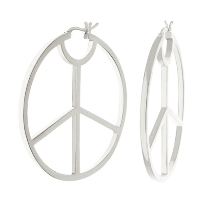 Pave Peace Hoop Earrings polished silver by Lauren G Adams hoop style pair on Tampa Home & Garden Store