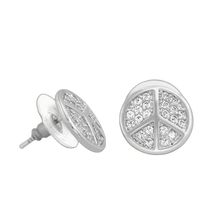Pave Peace Earrings pair silver-tone pavé peace sign stud earrings by Lauren G Adams on Tampa Home & Garden Store