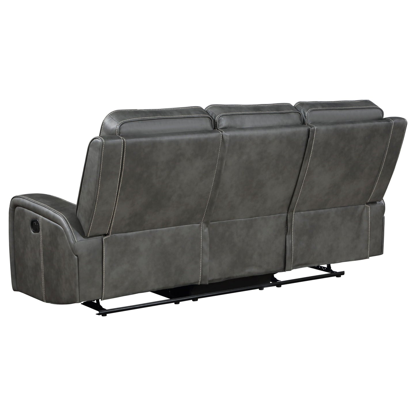 Forrest reclining sofa gray by HouseOfZazla with wide track arms and contrast stitching on Tampa Home & Garden Store