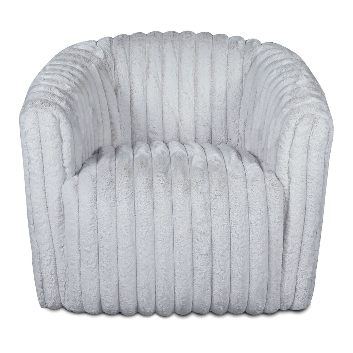 Modern Comfort Swivel Chair with channel-tufted design in light gray velvet by HouseOfZazla on Tampa Home & Garden Store
