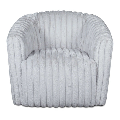 Modern Comfort Swivel Chair with channel-tufted design in light gray velvet by HouseOfZazla on Tampa Home & Garden Store