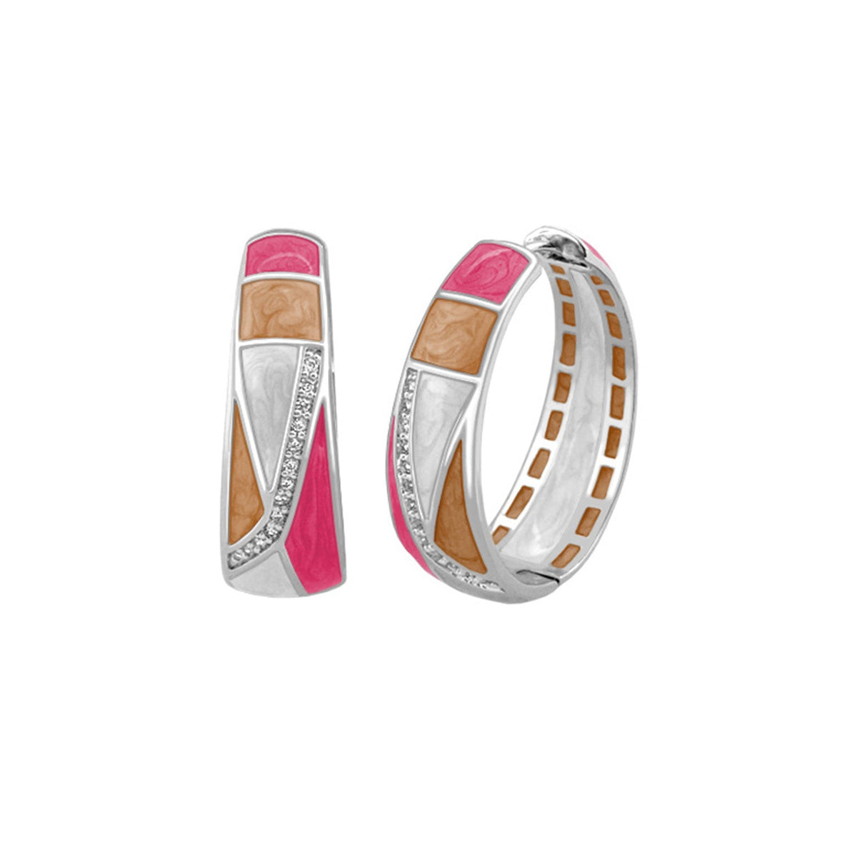 Art Deco Enamel Hoop Earrings And Gold Plated