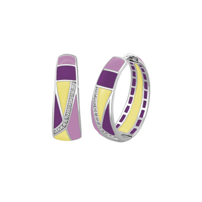 Art Deco Enamel Hoop Earrings And Gold Plated