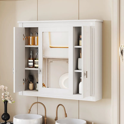 Wall Mounted Cabinet with Mirror and Shelves