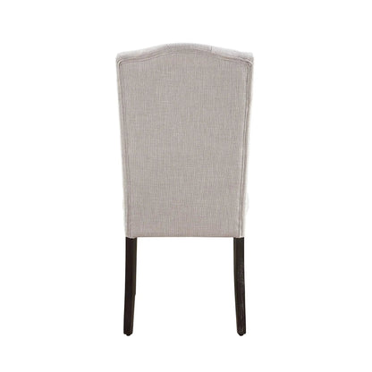 Gerardo beige linen weathered dining chair, back view with dark legs on Tampa Home & Garden Store