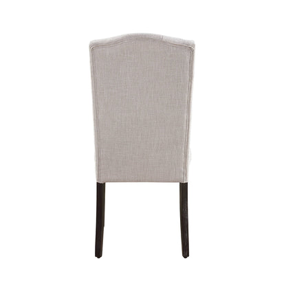 Linen Weathered Dining Chair Set of 2 in beige fabric with a padded seat and dark wood legs on Tampa Home & Garden Store