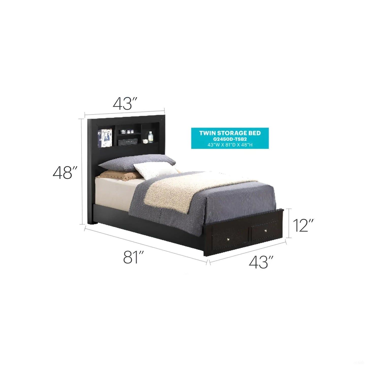 Storage Bed for Modern Spaces with Drawers