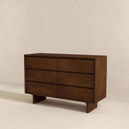Brown solid wood mid-century dresser with 6 drawers on Tampa Home & Garden Store