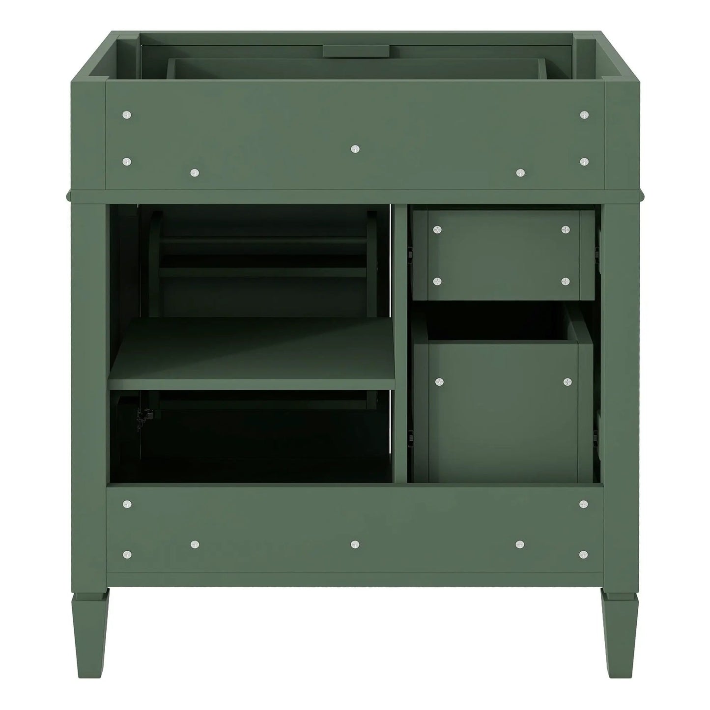 Bathroom vanity base with 2 drawers and tip-out drawer in green, Unique Piece Furniture on Tampa Home & Garden Store